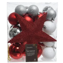 KAEMINGK Kit de décoration de sapin de Noël Novae multi Blanc / Rouge New