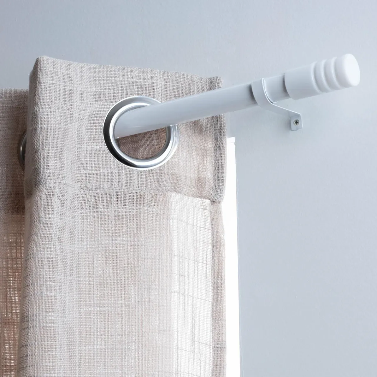 LUANCE Kit de tringle extensible (85 à 135 cm) Cylindre strié Blanc Clearance