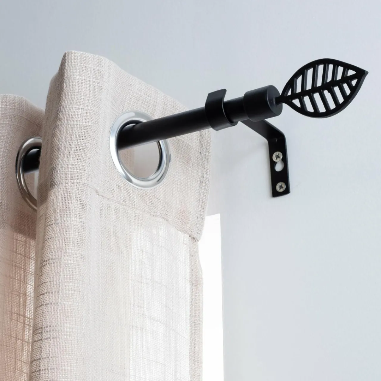 LUANCE Kit de tringle extensible (L120 - L210 cm / D16 mm) Sevigne mat Noir New