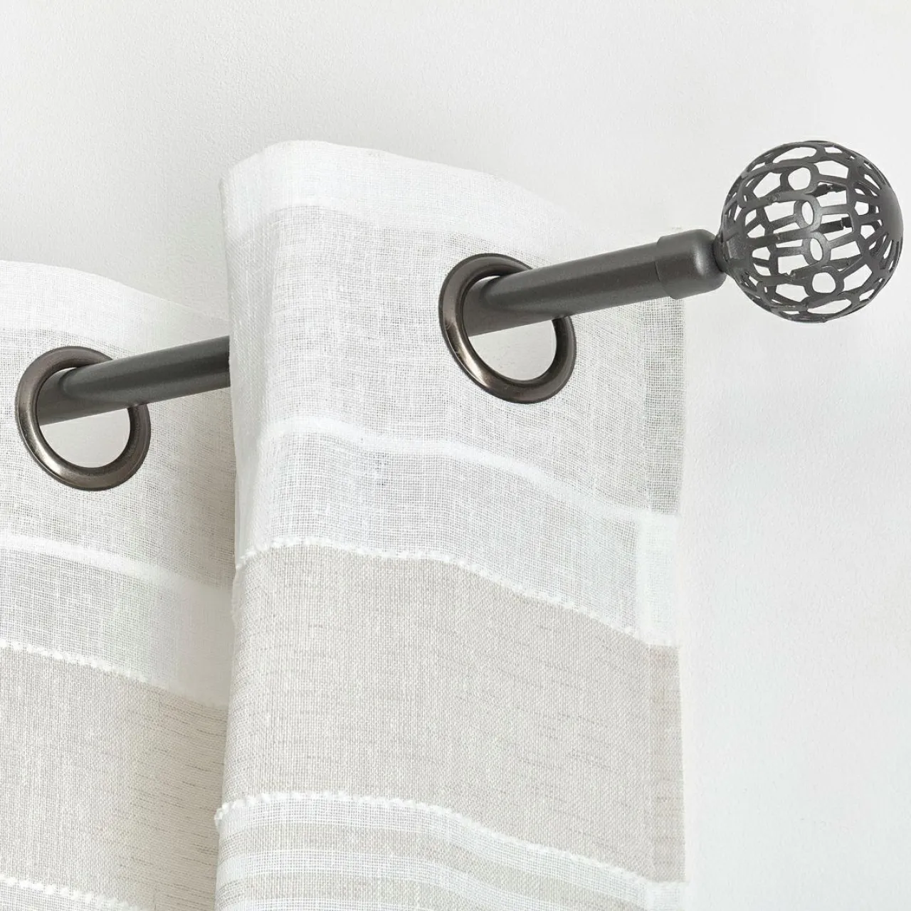 LUANCE Kit de tringle rideau extensible (L120 - L210 cm / D19 mm) Facette béton Gris Discount