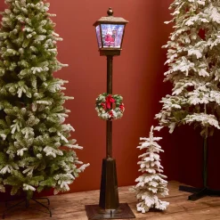 KAEMINGK Lampadaire de Noël illuminé et animé 33 LED (H180 cm) Neige tombante Noir Hot