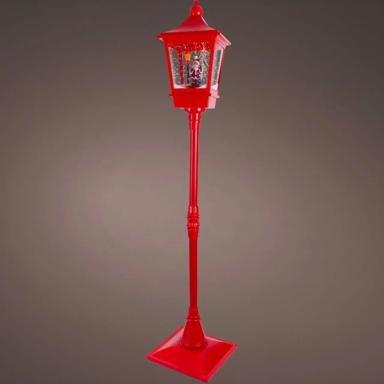 KAEMINGK Lampadaire de Noël illuminé, musical et animé 10 LED (H185 cm) Neige tombante Rouge Hot