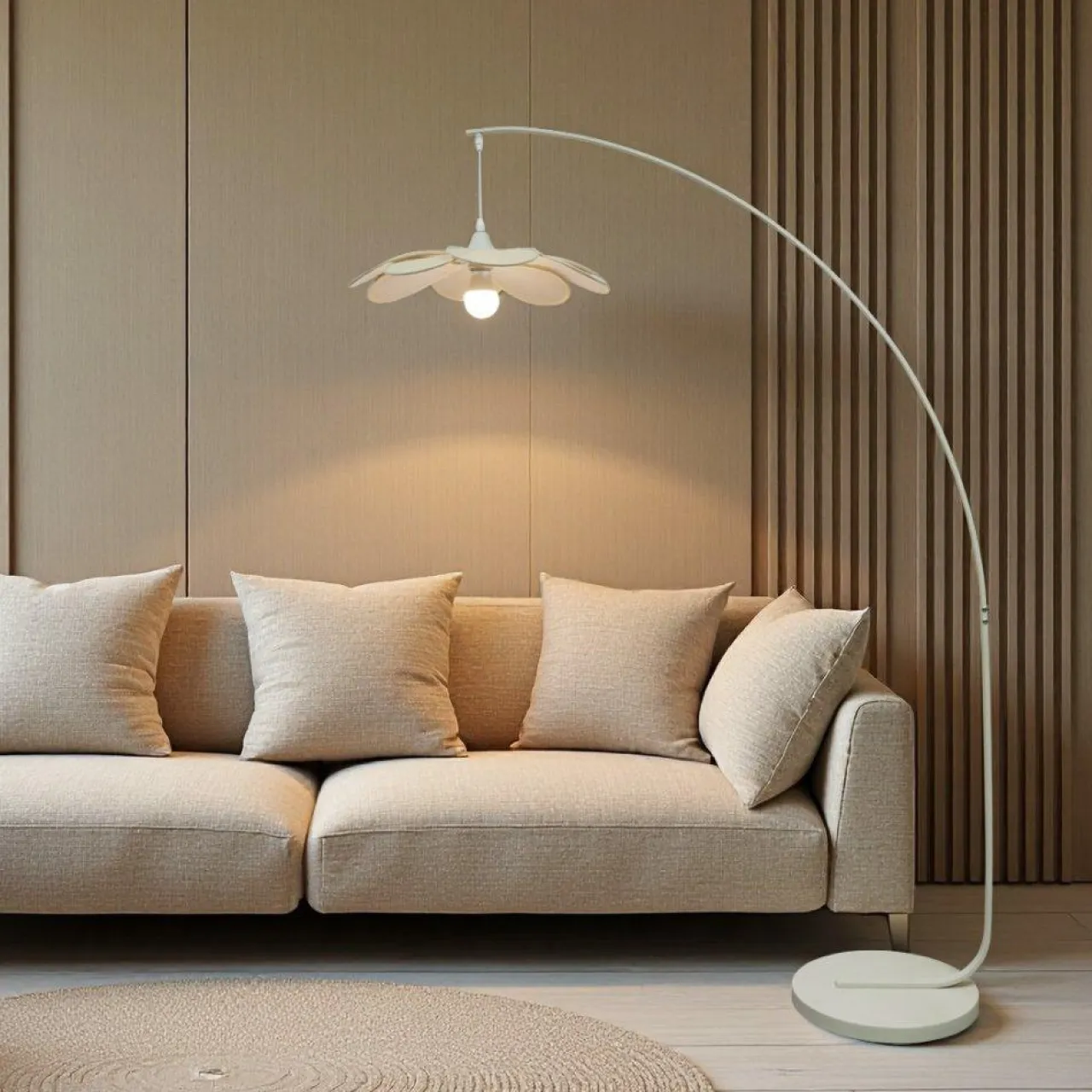 EMINZA Lampadaire design pétale (H156 cm) Teruel Beige Hot