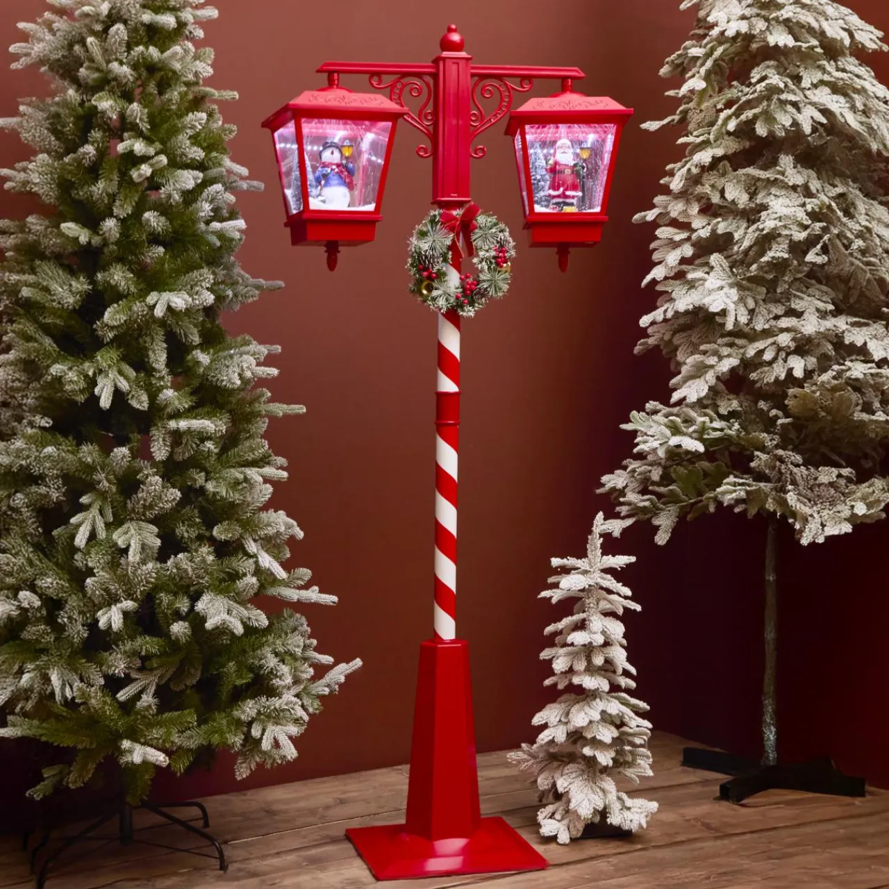 KAEMINGK Lampadaire double illuminé 66 LED (H188 cm) Noël Magique Rouge Discount