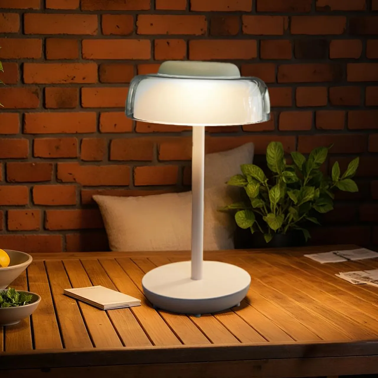 #N/A Lampe de table sans fil rechargeable USB 18 LED (H28 cm) Tribeca Blanc Hot