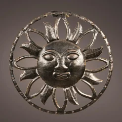 KAEMINGK Lampe murale solaire en métal (D37 cm) Dieu soleil pâtiné et blanc chaud Or New