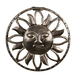 KAEMINGK Lampe murale solaire en métal (D37 cm) Dieu soleil pâtiné et blanc chaud Or New