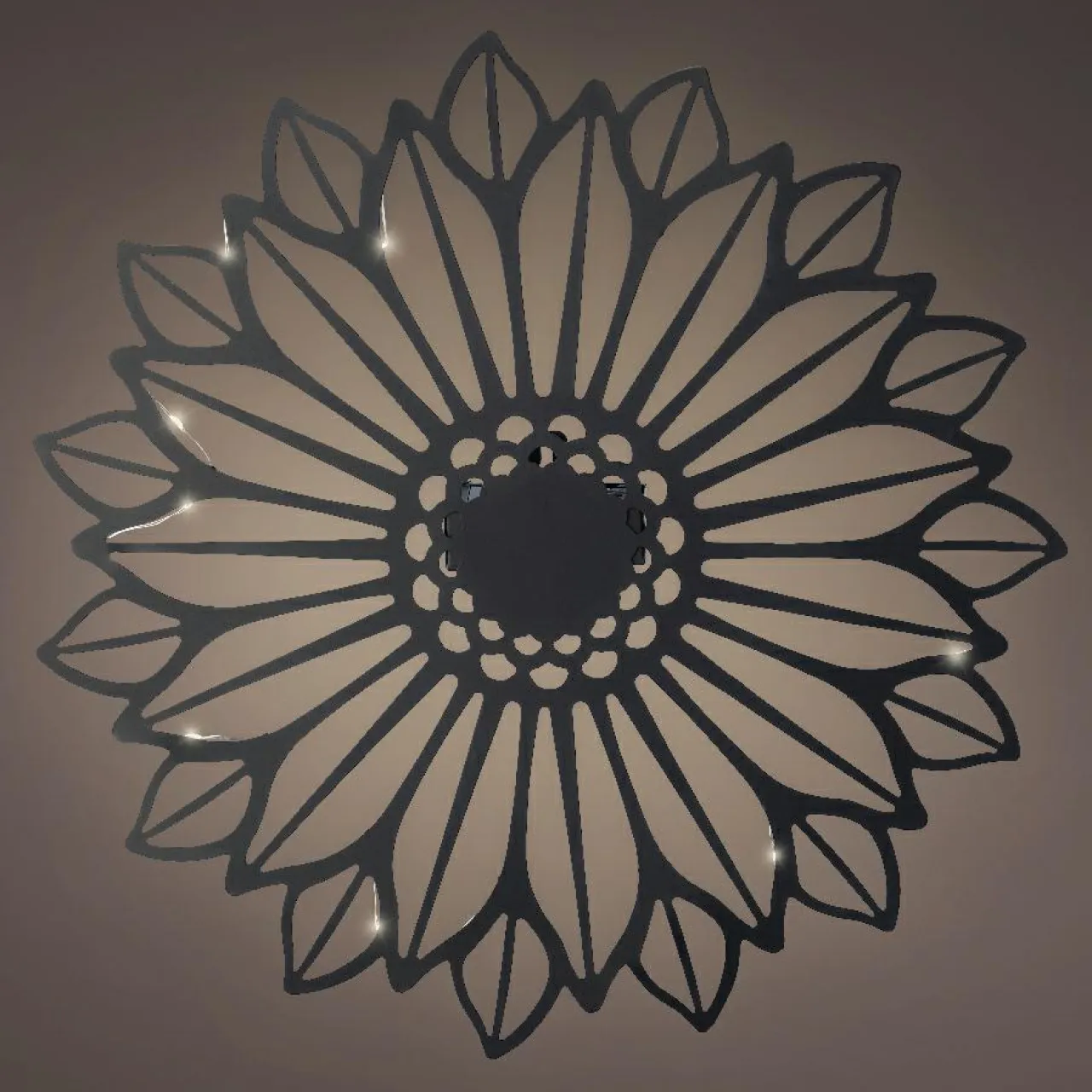 KAEMINGK Lampe murale solaire en métal (D37 cm) Tournesol et blanc chaud Noir Discount