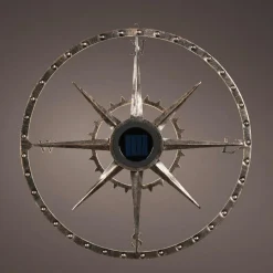KAEMINGK Lampe murale solaire en métal (D41 cm) Compass pâtiné et blanc chaud Or New