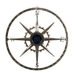 KAEMINGK Lampe murale solaire en métal (D41 cm) Compass pâtiné et blanc chaud Or New