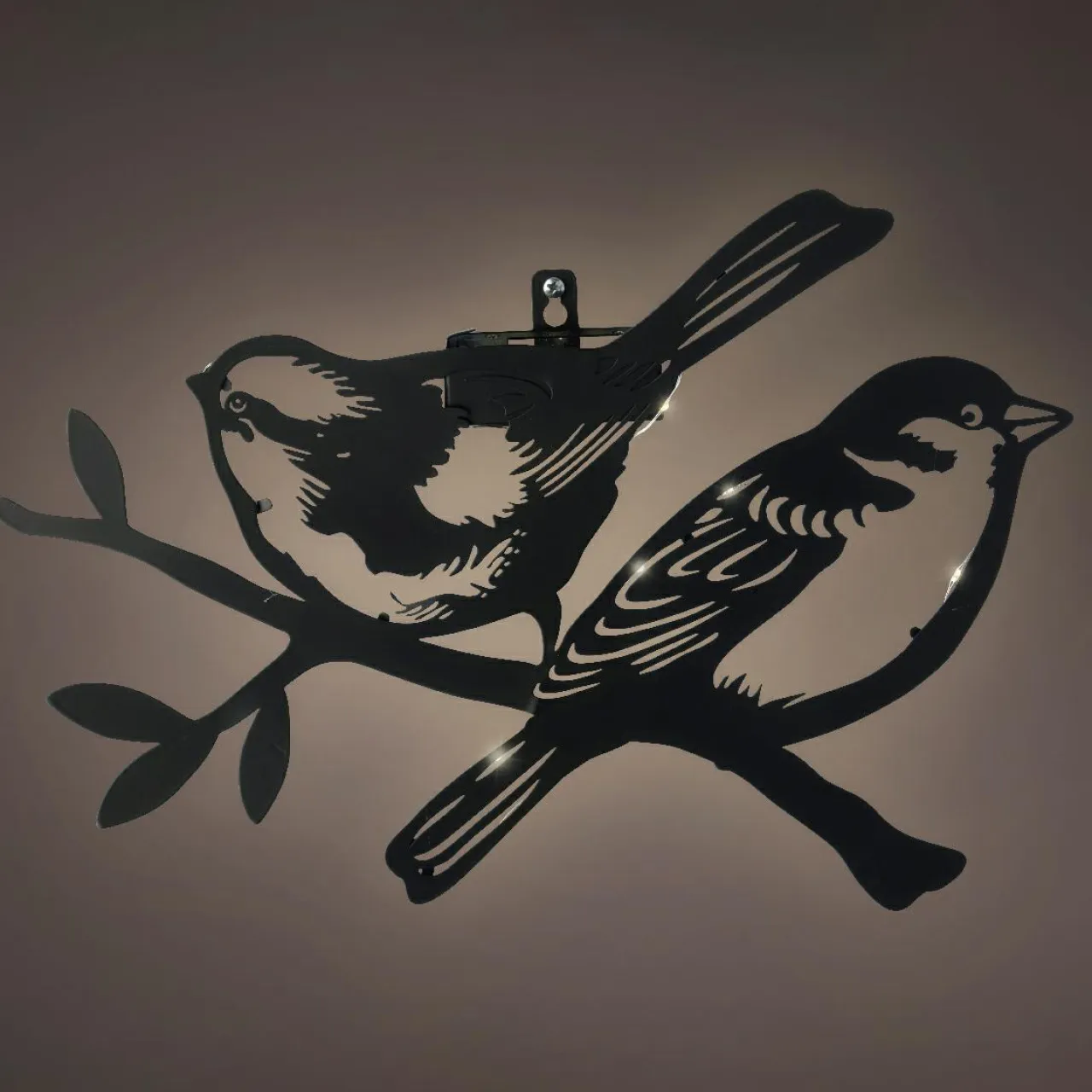 #N/A Lampe murale solaire en métal (H23,5 cm) Duo d'oiseaux Noir Outlet