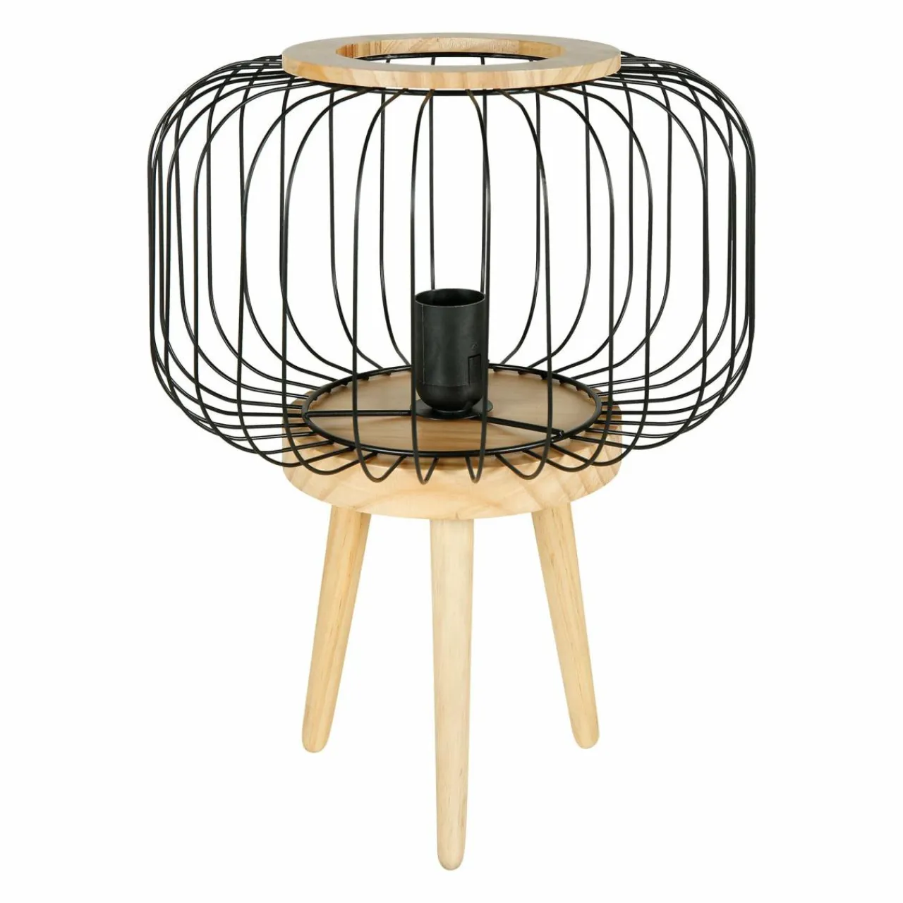 OSTARIA Lampe à poser bois et métal (H38 cm) Cicerone Noir Outlet
