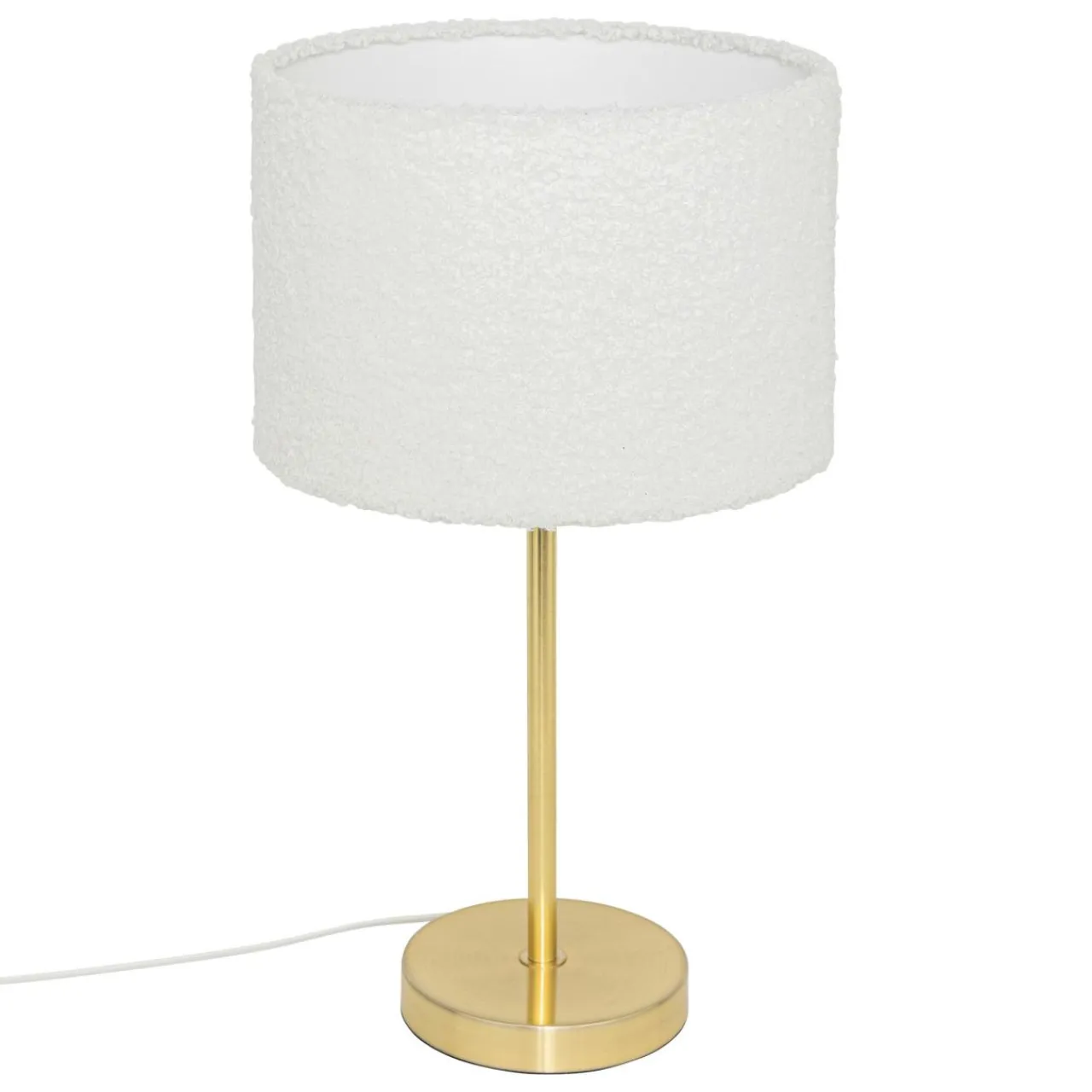 Atmosphera, cru017dateur d'intu017drieur Lampe à poser bouclette et métal (H49 cm) Tina et or Blanc Outlet