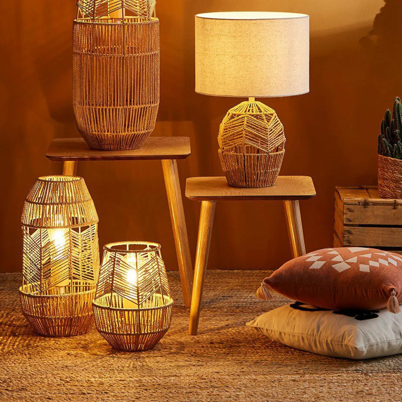 OSTARIA Lampe à poser corde tressée (H26 cm) Ajay Naturel Clearance