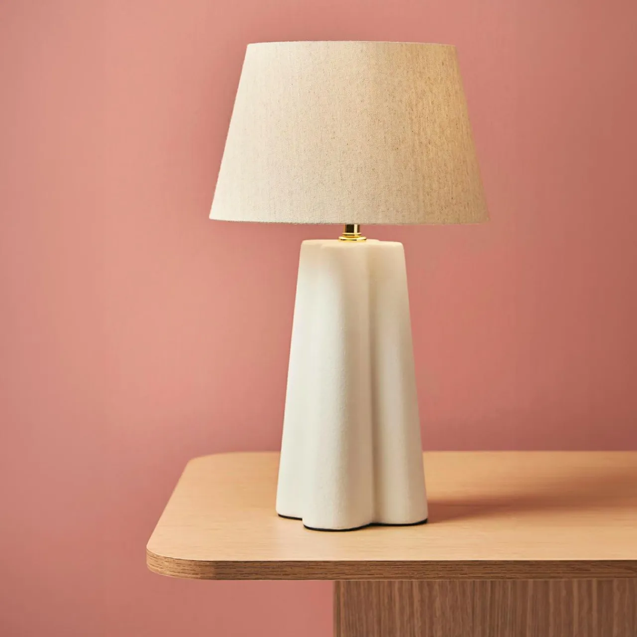 OSTARIA Lampe à poser céramique et coton (H45 cm) Cezanne he Blanc Discount