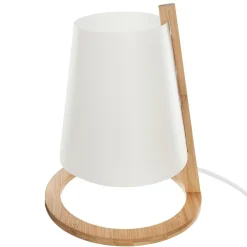 ATMOSPHERA Lampe à poser en bois (H26 cm) Roni he Blanc Outlet