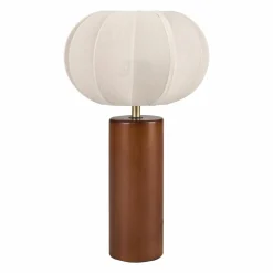 OSTARIA Lampe à poser en coton (H36 cm) Mira Bois foncé Naturel Hot
