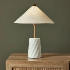 OSTARIA Lampe à poser en céramique (H37 cm) Fiamma he Blanc Hot