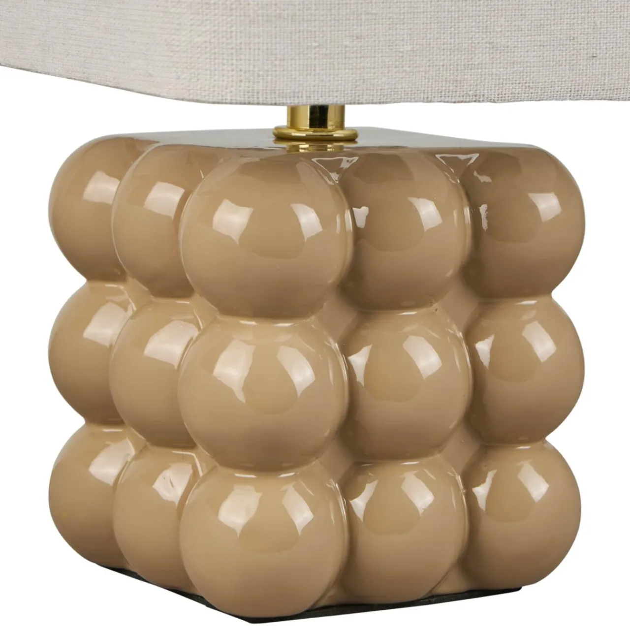 OSTARIA Lampe à poser en céramique (H27 cm) Pompon Beige