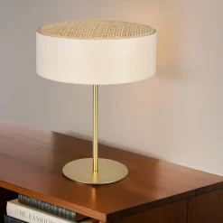 OSTARIA Lampe à poser en Métal et Bambou (H33.5 cm) Ambre Beige New