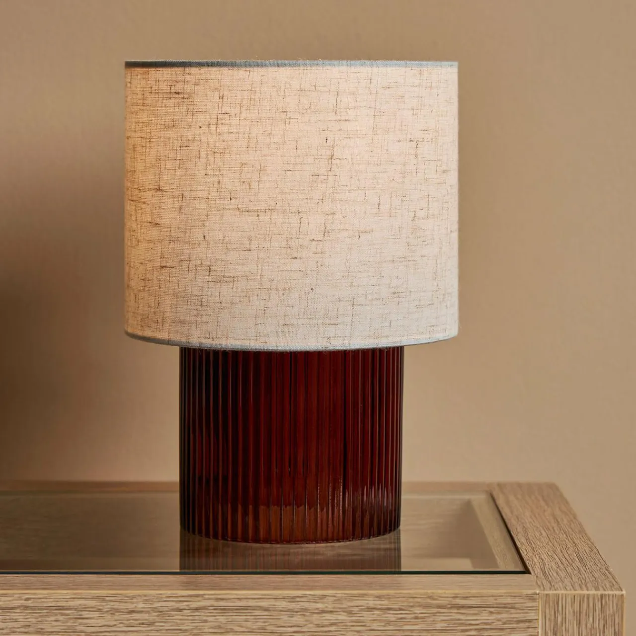 OSTARIA Lampe à poser en verre rétro (H22 cm) Teca Marron Sale