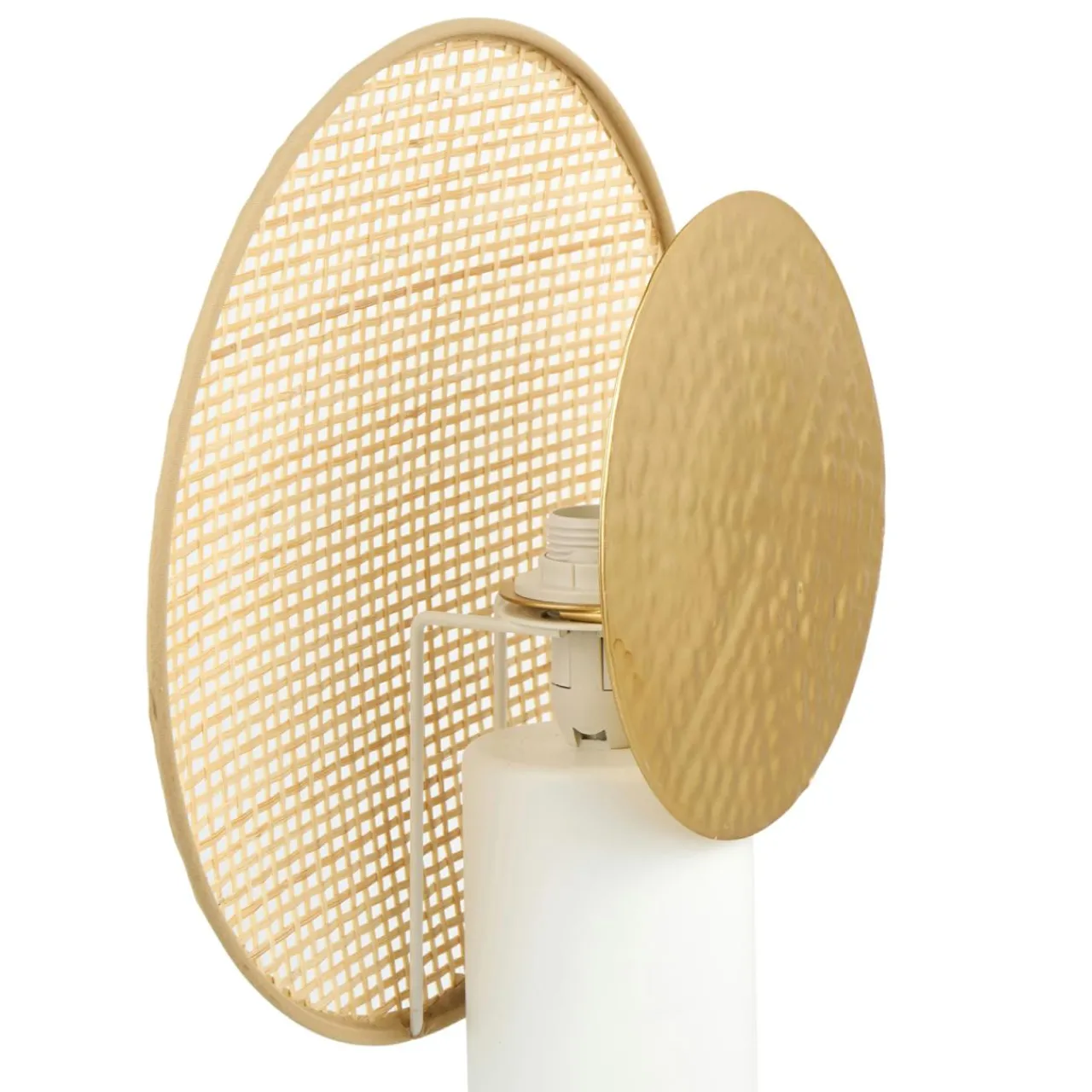 OSTARIA Lampe à poser métal et bambou (H32 cm) Olympe Beige et dé Or Outlet