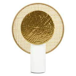 OSTARIA Lampe à poser métal et bambou (H32 cm) Olympe Beige et dé Or Outlet