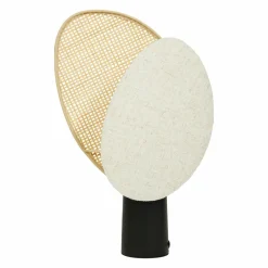 OSTARIA Lampe à poser rotin et lin (H40 cm) Almeria Beige Discount