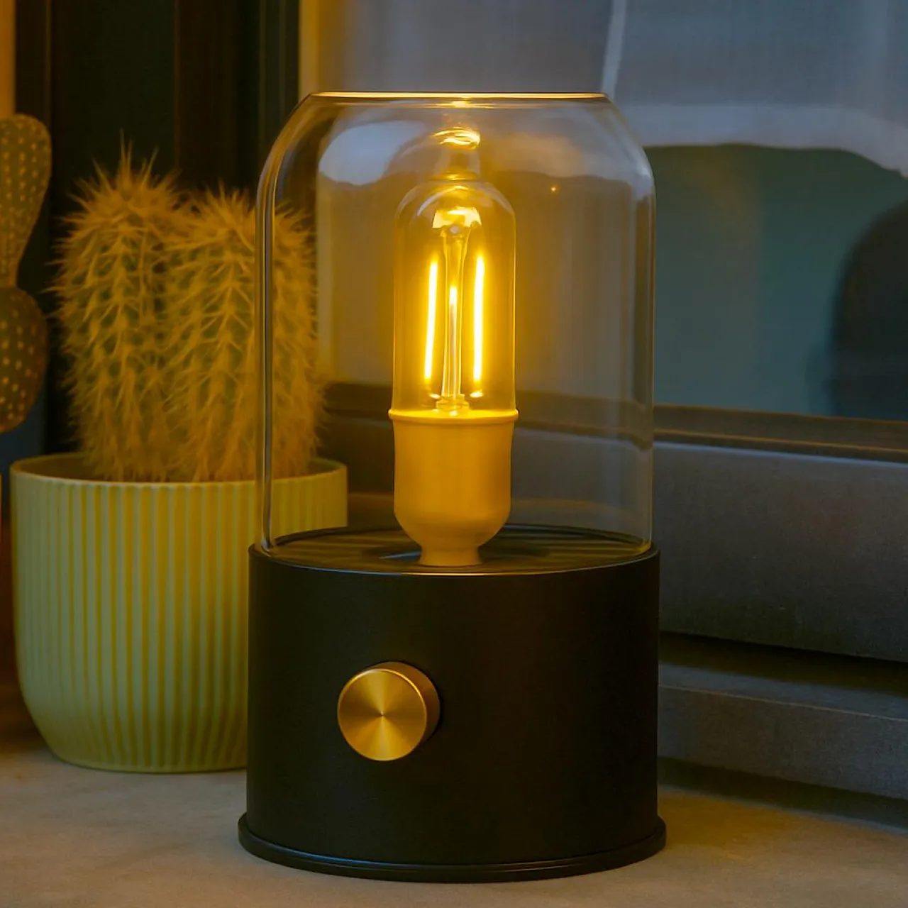 #N/A Lampe tempête sans fil rechargeable USB (H20 cm) Noir Clearance