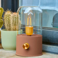#N/A Lampe tempête sans fil rechargeable USB (H20 cm) Terracotta Orange