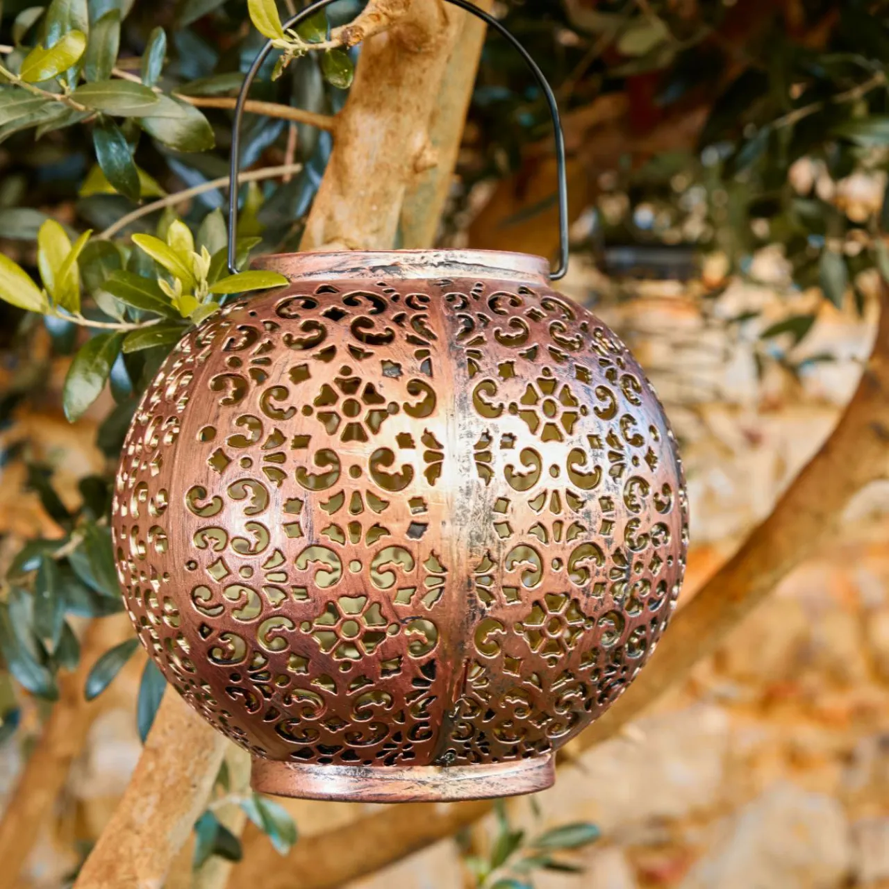 #N/A Lanterne de jardin solaire LED (H17 cm) Palazzo Brun rustique Marron Online