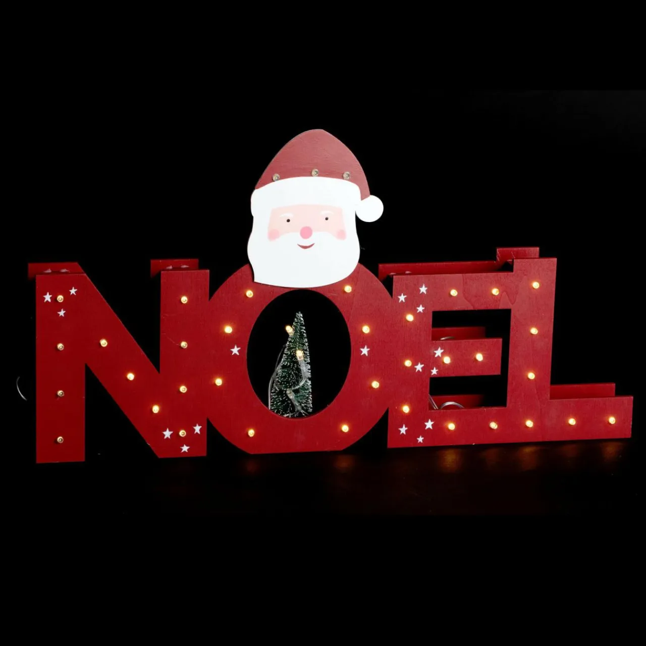 Feeric Lights & Christmas Lettres lumineuses en bois 38 LED (H29 cm) Père Noël Blanc chaud Rouge Sale