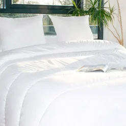 EMINZA Lot Couette chaude anti-acariens (240 x 220 cm) + 2 Oreillers (60 x 60 cm) Comète he Blanc