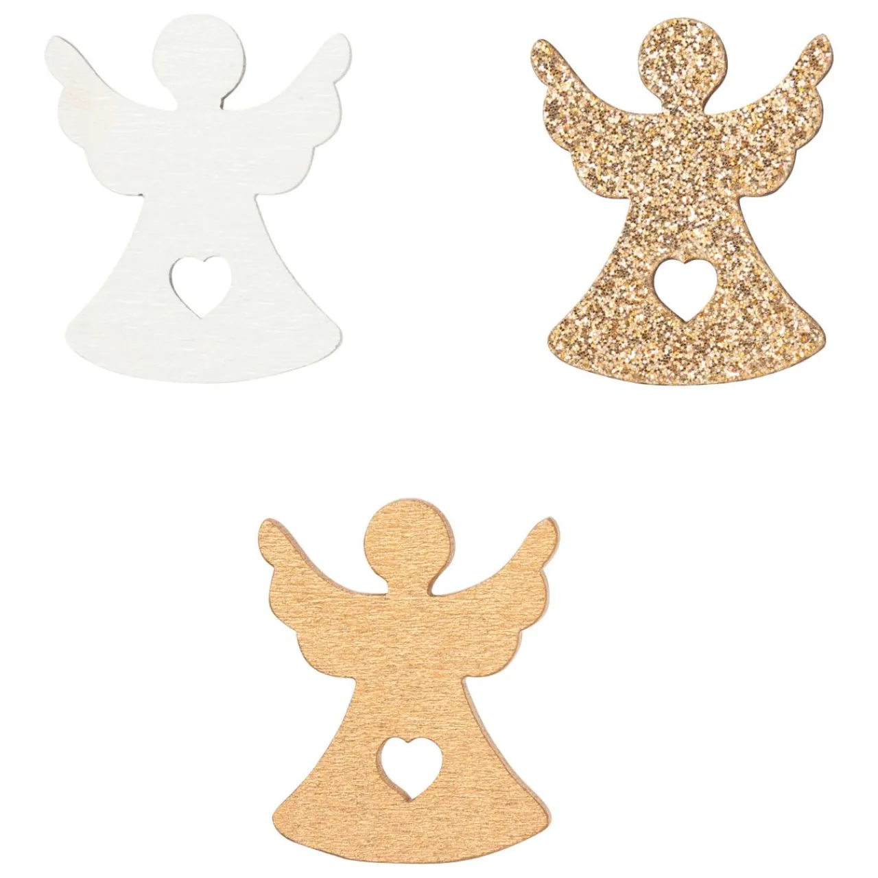 JJA Lot de 24 anges ajourés en à parsemer Bois New