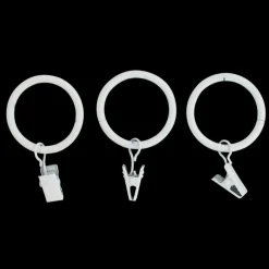 LUANCE Lot de 8 anneaux à pinces tringle rideau (D20 mm) Jim mat Blanc New