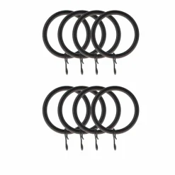 LUANCE Lot de 8 anneaux tringle rideau (D28 mm) Lino mat Noir Discount