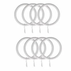 LUANCE Lot de 8 anneaux tringle rideau (D28 mm) Lino mat Blanc Outlet