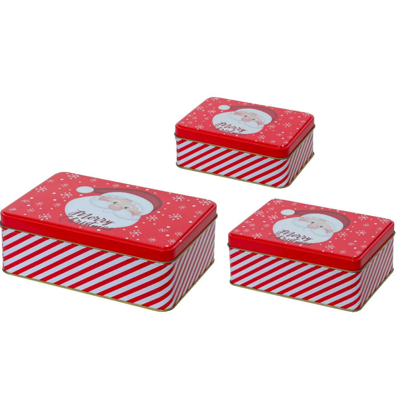 KAEMINGK Lot de 3 boites en métal Papa Noël (H13 cm) et blanc Rouge New