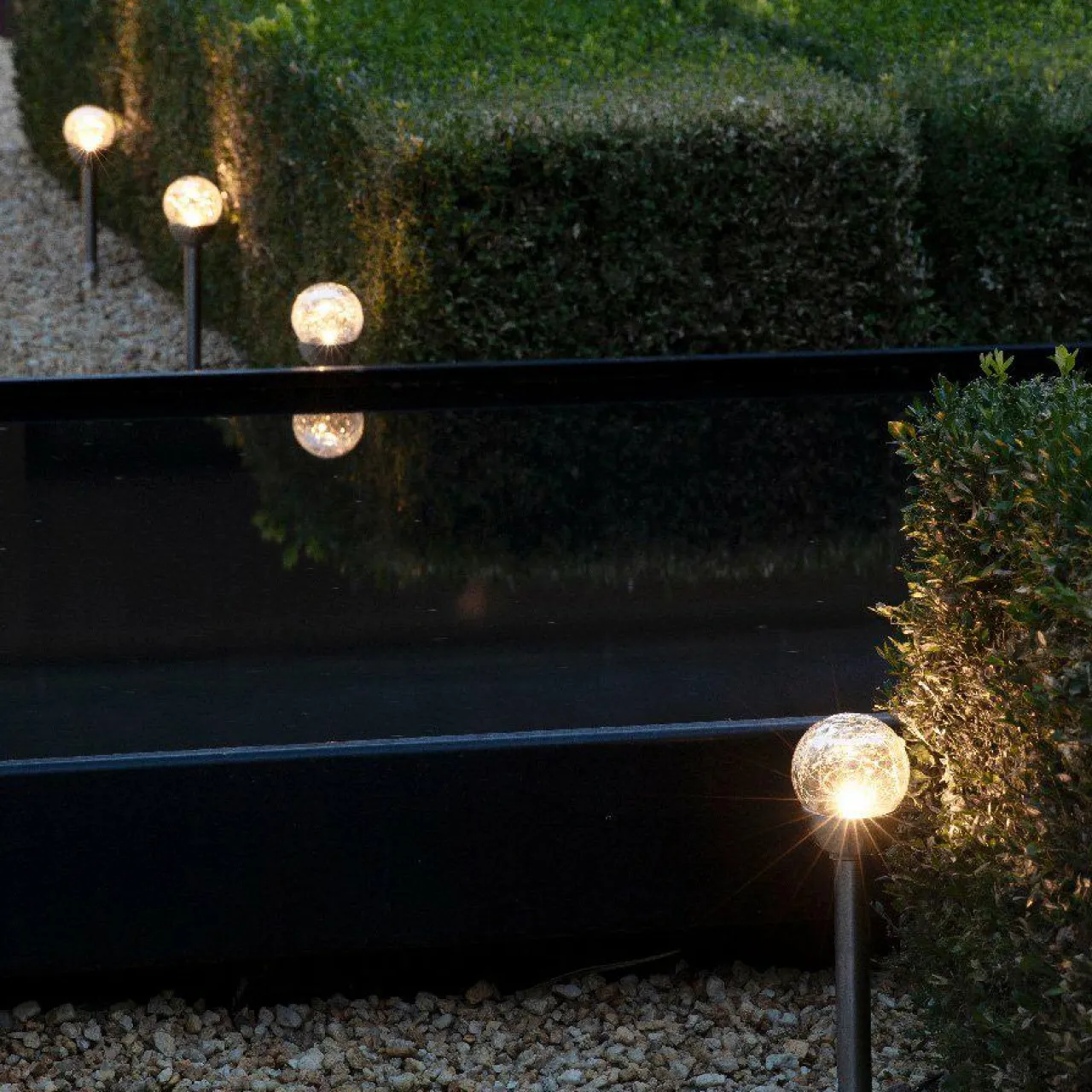 #N/A Lot de 6 bornes de jardin solaire (H24.5 cm) Verre craquelé Blanc chaud Sale