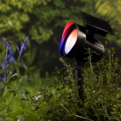 KAEMINGK Lot de 2 bornes de jardin solaire 25 lumens (H31 cm) Spots Blanc chaud et Multicolore Hot