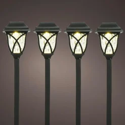 #N/A Lot de 4 bornes de jardin solaire LED (H33 cm) Botany Noir Hot