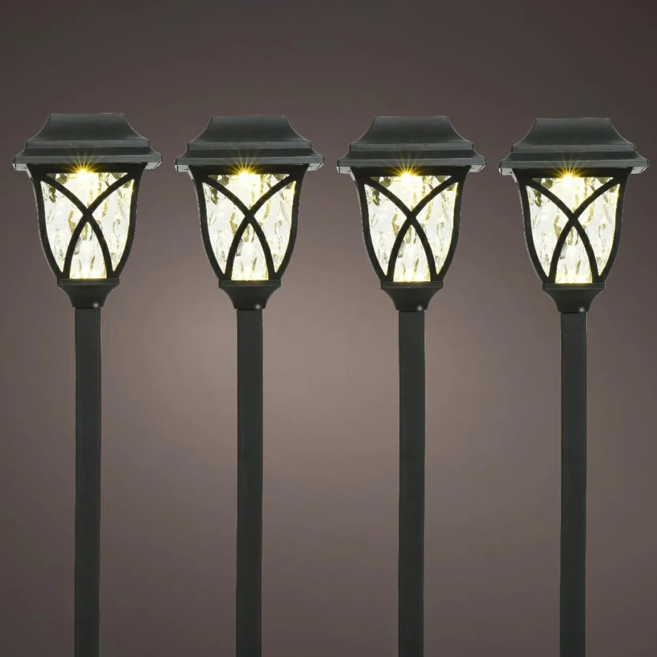 #N/A Lot de 4 bornes de jardin solaire LED (H33 cm) Botany Noir Hot
