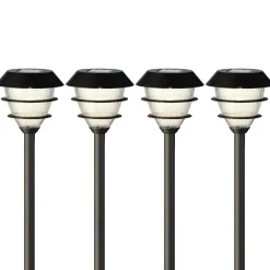 #N/A Lot de 4 bornes de jardin solaire LED (H30 cm) Garden Noir Online