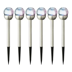 #N/A Lot de 6 bornes de jardin solaires (H24,5 cm) Verre craquelé Multicolore Online