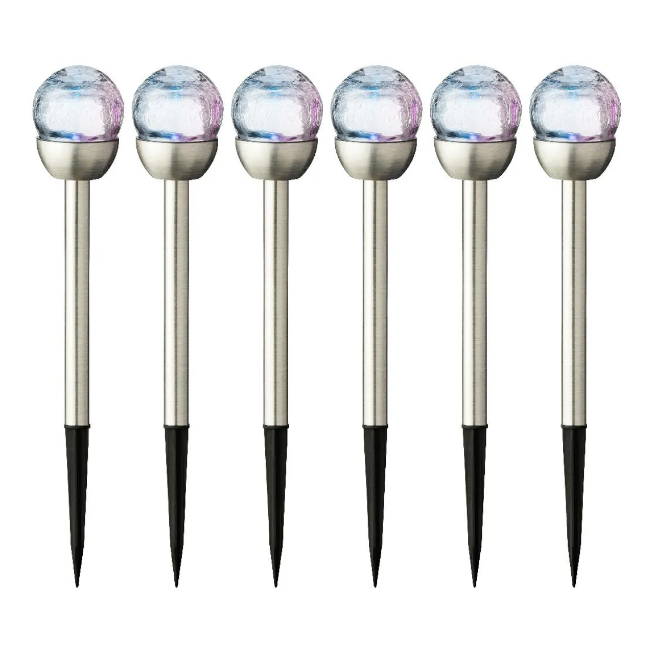 #N/A Lot de 6 bornes de jardin solaires (H24,5 cm) Verre craquelé Multicolore Online