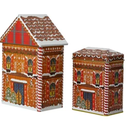 KAEMINGK Lot de 2 boîtes de rangement (H21,5 cm) Maison pain d'épice Marron Best