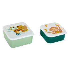 OSTARIA Lot de 2 boîtes à gouter enfant Tigre et Singe Vert tilleul Best