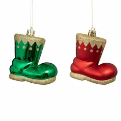 Feeric Lights & Christmas Lot de 4 bottes (H8 cm) Jeux de neige Rouge et Vert