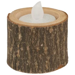 Feeric Lights & Christmas Lot de 3 Bougeoirs (D6 cm) Rondin de Bois
