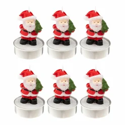Feeric Lights & Christmas Lot de 6 bougies Chauffe-plat (H6 cm) Père Noël Rouge Clearance